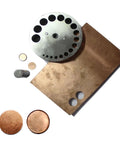 Round Disc Cutter Set Manual Round Punch Multipurpose Metal Hole Puncher for Jewelry Making with copper sheet and discs