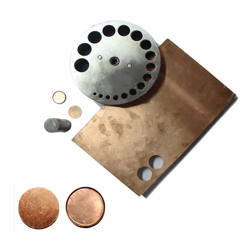 Round Disc Cutter Set Manual Round Punch Multipurpose Metal Hole Puncher for Jewelry Making with copper sheet and discs