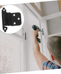 Auto Close Spring Loaded Cabinet Door Hinge 3/8 Inch Self-Closing Soft Close Hardware For Kitchen And Bathroom Black Finish