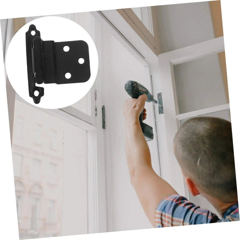 Auto Close Spring Loaded Cabinet Door Hinge 3/8 Inch Self-Closing Soft Close Hardware For Kitchen And Bathroom Black Finish