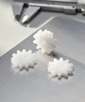 Kids DIY Gear Kit For Hands On Precision Engineering Small Gear Drive Wheel Cog With 2mm Bore 10 Teeth Regular Size Ideal STEM Projects Educational Toys And Tiny Mechanical Prototypes, white plastic gears on metal surface