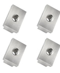 Heavy Duty T Slot Nuts And Button Socket Cap Screws For Toyota Tundra Tacoma Pickup Truck Bed Deck Rails Cleats Rack And Bike Mount Rock Solid Hella Durable 8 Pack Silver Finish - four steel t slot nuts displayed at an angle.
