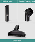 Wet Dry Canister Vacuum Cleaner 3.2 Gallon With 2.5 Peak HP Motor tool attachments including crevice, round brush, and utility tool.