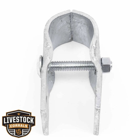 Heavy Duty Galvanized Horse Panel Clamps Fit 1 5 8 Inch Livestock Corral Fencing Attaches Wood Boards To Round Pens And Stall Walls No Weld Barn Setup Quick No Sweat Install 8 Pack close-up of a metal clamp