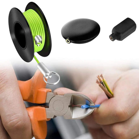 Magnetic Wire Puller Set With Fish Tape System For Fast Cable Routing Inside Walls And Outdoor Projects Cable Puller Tool Keeps Wires Safe Easy Run And Pull Kit For DIY Home Upgrades, green spool