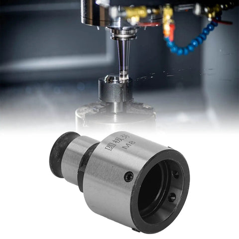 Carbon Steel Round Die Tapping Collet Chuck GT12 M8 with hex wrench, close-up view showing lathe installation process