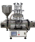 Heavy Duty Automatic Paste Filling Machine With Integrated Conveyor Belt And Dual Piston Nozzles 50L Hopper side view with control panel