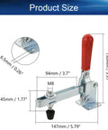 Two Pack Vertical Quick-Release Toggle Clamp With Rubber Pressure Tips, Heavy-Duty Carbon Steel Body, Easy Grip Handle, size details