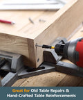 Heavy Duty Surface Mount Corner Brackets 4Pack With Hardware Screws Nuts And Bolts used for attaching wood during table repairs.