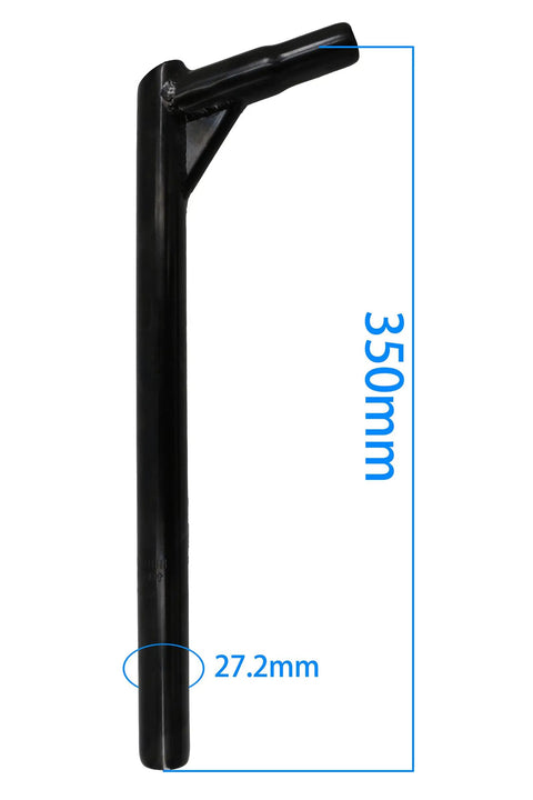 Durable Iron BMX Seatpost, 350mm Length, 27.2mm Diameter, Black Finish For Street Ride And Park Tricks, side view