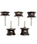 Top Notch 7 Piece Black Ebony Leather Edge Burnisher Set Featuring Slick Electric Polished Heads Dremel Compatible Heavy Duty creasing tools.