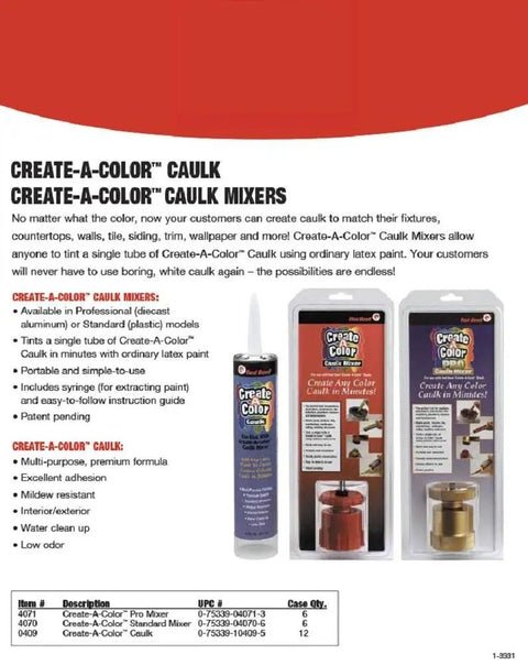 Create-A-Color Die-Cast Aluminum Pro Caulk Mixer Tints A Tube Of Caulk With Latex Paint Portable And Reusable Aluminum Tool