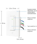 No Fuss Matter Smart Dimmer Switch 2 Pack, Single Pole Wall Controller, showing size and wiring details for installation.