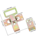 Heavy Duty Iron Sofa Connection Buckles With 7.6 cm Hole Spacing, showing dimensions and metallic finish