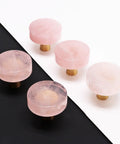 Rose Quartz Cabinet Knobs Set Pink Crystal Drawer Pulls With Brushed Brass Base Chic Pink Handles For Kitchen Cupboard Bedroom Dresser Wardrobe Pale Pink 5 Pack