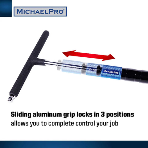 Forty Piece Three Eighths Inch Drive Two Way Quick Swivel T Handle Wrench Set detail showing sliding aluminum grip lock.