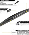 Heavy Duty Rear Wiper Arm Blade Replacement For Gmc Acadia Saturn Outlook 2007 To 2012 Oem Style showing features like plastic skeleton and rubber blade.