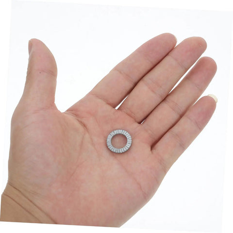 Built Tough Manganese Steel Wedge Locking Washers Heavy Duty Anti Loosening Hardware For Machinery And Construction Vibration Resistant Bolt stabilizer in hand.