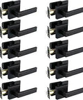 Privacy Door Levers Matte Black Finish, Beefy Heavy Duty Bed And Bath Lockset displayed in a set of ten with reversible flat levers
