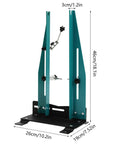 Pro Grade Bicycle Wheel Truing Stand With Adjustable Width And Dual 360 Degree Rotating Adjustments, metal frame, size dimensions shown