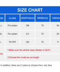Size chart for All Weather Waterproof 6 Layer Exterior Cover For Sedans And SUVs With Zipper Mirror Pocket UV Sun
