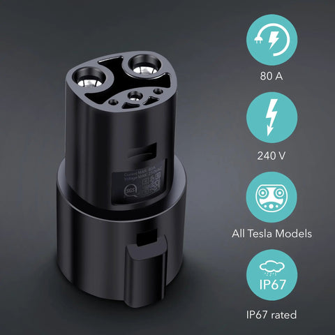 J1772 to Tesla Adapter 80 Amp 240V for All EVs Including Tesla Models S X 3 Y Cybertruck and NACS Alliance, Black