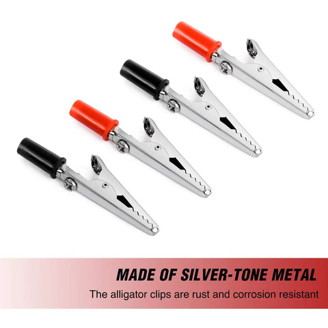 Heavy Duty 60 Piece Metal Alligator Clip Set With Badass Grip For Wiring Soldering Gluing And Quick Electrical Fixes Around The Shop Or Garage Rig When You Just Gotta Get It Done Fast, silver-tone clips with insulated handles.