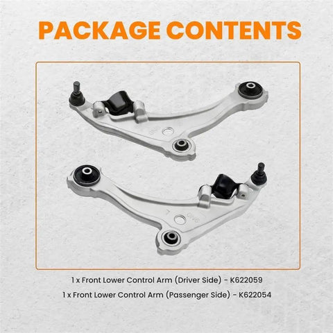Nissan Front Lower Control Arm Kit With Bushings Twin Pack LH RH For 2009 2014 Models 521-723 Direct Fit Beefy Steel Construction