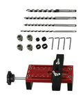 Heavy Duty Cabinet Door Positioner Clamp, Adjustable Aluminum Alloy Vertical Installation Tool with multiple accessories displayed