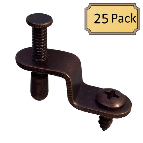 Bronzed Panel Retainer Clips For Glass Cabinet Doors With Thumb Screw Tool Free Adjustment Adjustable Offsets All Metal Pack Of 25
