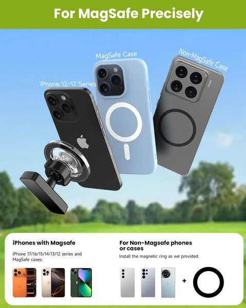 Golf Cart Phone Holder With Magnetic Mount For Dads And Golfers Fathers Day Gift; phones showcasing MagSafe compatibility