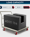 Industrial cart with Heavy Duty Polyurethane Caster Wheel 5 Inch By 2 Inch Replacement Set Of 4, 4000 lbs load display