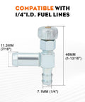 Two Pack Fuel Shut Off Valves And Tank Bushing Grommets For MTD Troy Bilt Lawn Mowers Portable Generators Snow Blowers And Tillers Replaces 951 0171 751 0171 735 0149 And 935 0149 fuel shut-off valve dimensions