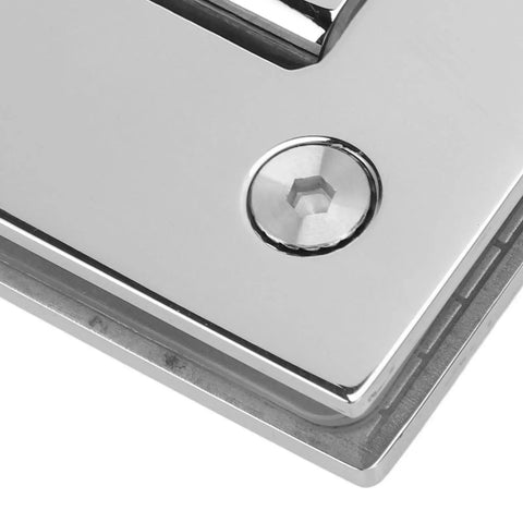 Close-up of Tough Stainless Steel Frameless Shower Glass Door Hinge With 90 Degree Opening Built To Last Fits 8 To 12mm Glass