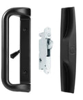 Black Patio Door Handle Set With Mortise Lock For Replacement Sliding Glass Doors, 3-15/16 Inch Screw Hole Spacing, 1006 Series