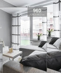Resolution comparison of different video quality levels in a living room setting, featuring 2MP, 960, and D1 resolutions.