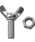 Close-up of 6 Pack M8 Thumb Screws 1.25x20mm Stainless Steel Butterfly Wing Nuts With Nuts Toolless Hand Tighten For Easy Quick Adjustments Durable 304
