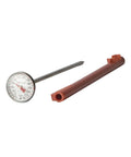 Instant Read Analog Meat Thermometer For Grill And Kitchen Durable Stainless Steel 1 Inch Dial Red Pocket Calibration Sleeve