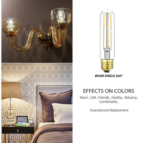 Energy Efficient Dimmable Tubular LED Bulbs 4W 40W Equivalent 400LM Soft White 3000K Clear Glass E26 Base for Cabinets and Display Lighting