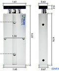 Heavy Duty Double Rod Pneumatic Air Cylinder With 10mm Bore And 75mm Stroke aluminum body front and side view dimensions