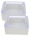Top Shelf Waterproof Electrical Project Box With Dustproof Cover, clear lid, sturdy plastic, two boxes for outdoor gear.