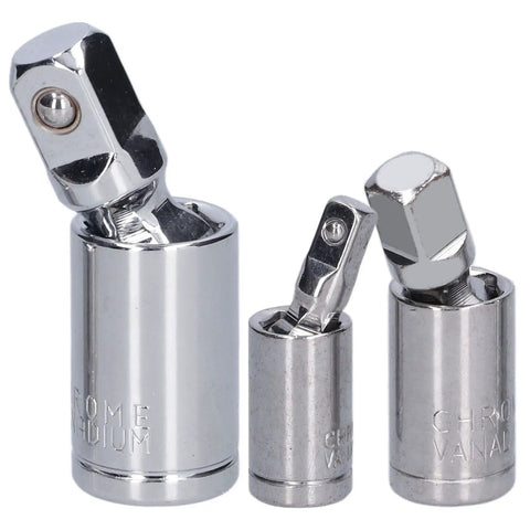 Dang Solid 3 Pc Universal Joint Socket Adapter Set With Chrome Vanadium Steel For 1 4 3 8 And 1 2 Inch Ratchets Built Tough For Impact Driver Repair And Heavy Duty Mechanics Jobs That Need Swivel Extension Precision., 3 chrome vanadium swivel socket adapters