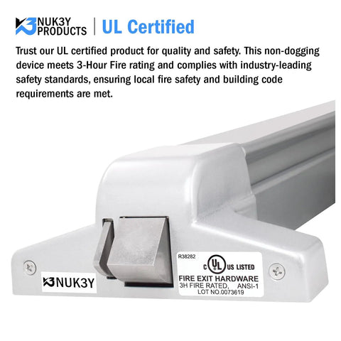 Premium Grade One Aluminum Panic Bar Exit Device With Smooth Riding Reversible Lever And Non Dogging Option Ul Listed Fire Rated Egress Push Rod Hardware Real Deal Safety Gear Built Different For Three Six Foot Doors And Heavy Storefront Hustle