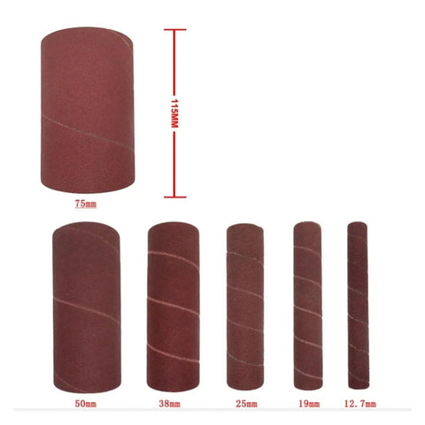 Top Shelf Quick Swap Spindle Sanding Sleeves For Oscillating Sander Multidrive Pad Replacement Kit Featuring Knockout Abrasive Rolls 75mm and 50mm sizes.