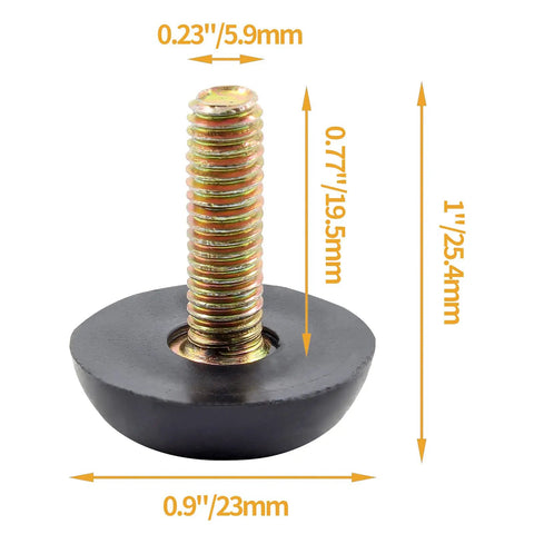 M6 Table Leg Levelers Set Eight Pcs Screws On Furniture Glides Foot Adjusters For Legs Patio Feet Black Durable Plastic Build
