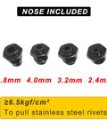 Nose pieces for Self Suction Pneumatic Rivet Gun With 2.4mm 3.2mm 4.0mm 4.8mm Capacity 19mm Stroke Pro Grade Ultra Lightweight Aluminum And Stainless Steel Riveting Tool For Industrial Use