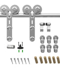 Six Foot Sliding Barn Door Hardware Kit With Stainless Steel Track For A Single Door Ultra Smooth And Quiet Operation Fits 36 Inch Panels Y Shape Hangers Supports Up To 220 Lbs Includes Track Hangers Rollers Connector components
