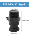 Two Pack F100 1 Inch NPT Camlock Coupling Kit Polypropylene Cam Lock Fittings External Camlock With External Threads Quick Disconnect
