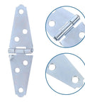 Beefy 6 Pack Heavy Duty Strap Hinges 4 Inch Iron T Shape With Mounting Screws For Light Masonry Door Frames Exterior And Residential Use 180 Degree Opening Durable Silver Finish, silver hinge close-up
