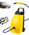 Powerful 3000W Commercial Steam Cleaner With 230 Degree High Temp And 3.5L Tank shown with hose and attachments for car detailing.